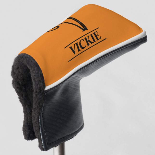 Orange Monogrammed Putter Golf Head Cover (3/4 Front)