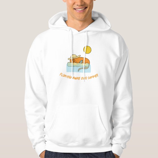 Orange monster asleep on a floating waterbed hoodie (Front)