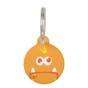 Orange Monster Face Dog Tag