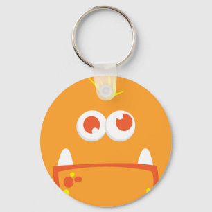 Orange Monster Face Keychain