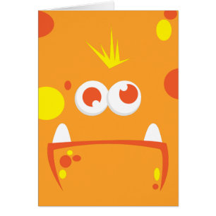 Orange Monster Face Note Card