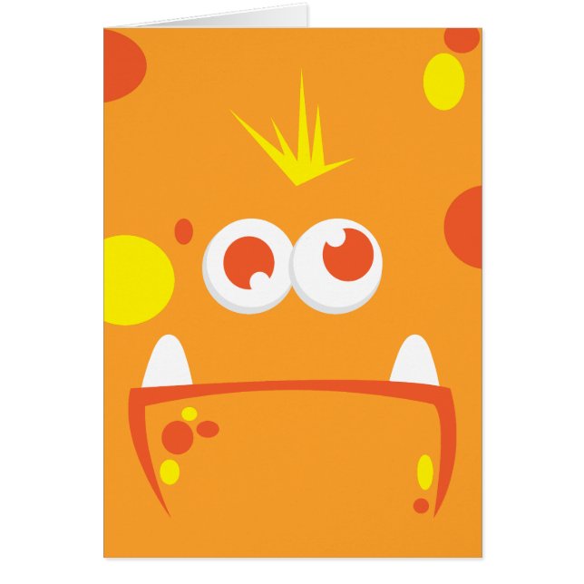Orange Monster Face Note Card (Front)