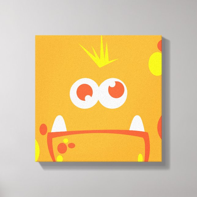 Orange Monster Face Wrapped Canvas (Front)