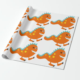 Orange Monster Halloween Matte Wrapping Paper