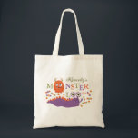 Orange Monster Loot Halloween Trick or Treat Tote Bag<br><div class="desc">Cute Halloween trick or treat bag with monsters and candy in purple,  orange,  and green. Personalise with your child's name. Fun monster loot bag personalised with your kid's name.</div>