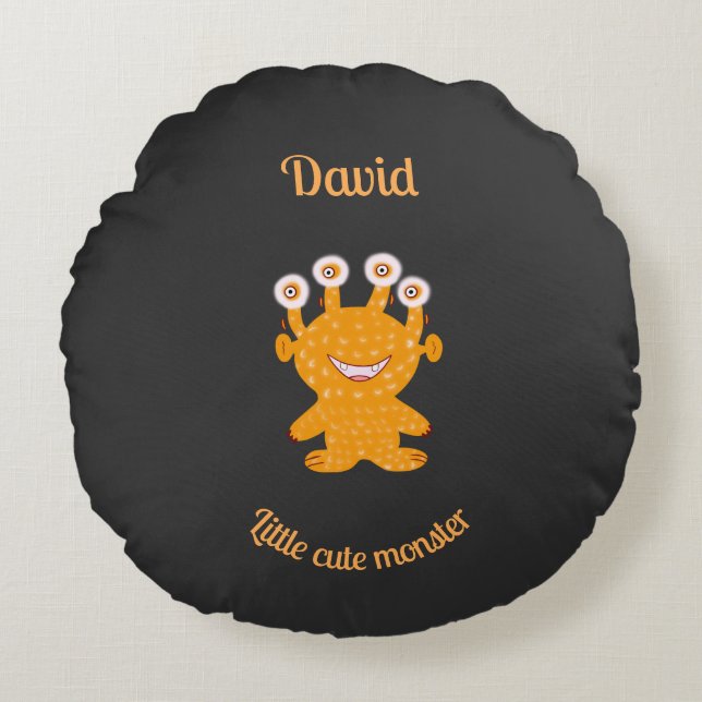 Orange monster round cushion (Front)