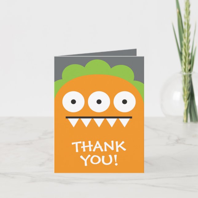 Orange Monster Thank You Card (Front)