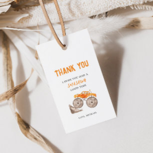 Orange Monster Trucks Birthday Gift Tag