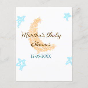 Orange moon blue stars glitter baby shower sparkle postcard