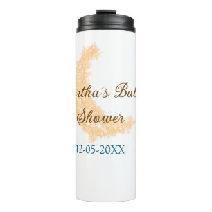 Orange moon blue stars glitter baby shower sparkle thermal tumbler