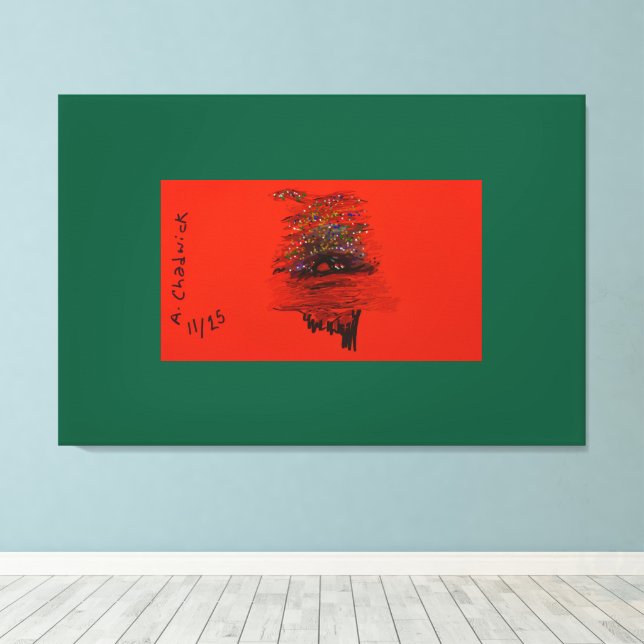 Orange Moon Landscape Canvas Print (Insitu(Wood Floor))