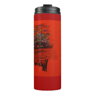 Orange Moon Landscape Thermal Tumbler