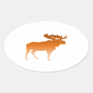 Orange Moose Oval Sticker