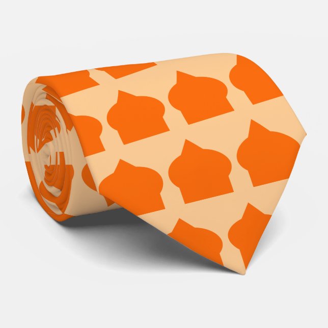 Orange Moroccan Pattern Design Tie (Rolled)