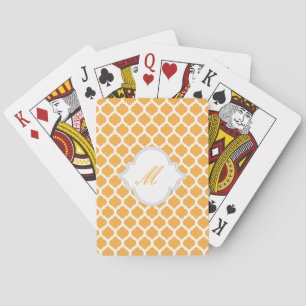 Orange Moroccan Pattern w/ Monogram Playing Cards