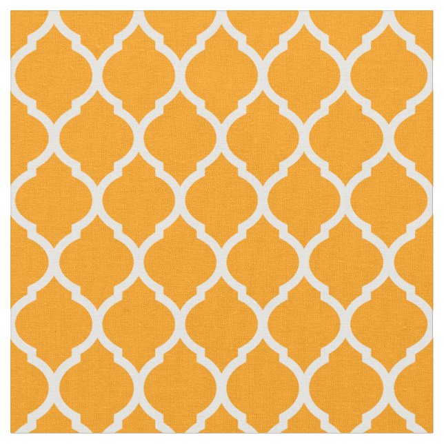 Orange Moroccan Quatrefoil Fabric (Close Up)