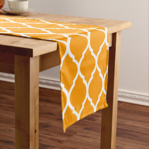 Orange Moroccan Quatrefoil Short Table Runner