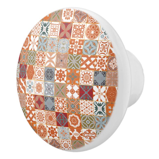 Orange Moroccan tile Ceramic Knob (Right)