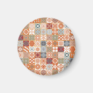 Orange Moroccan tile Magnet
