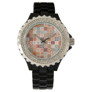 Orange Moroccan tile Watch