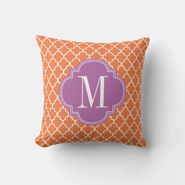 Orange Moroccan Tiles Lattice Personalised Cushion (Front)