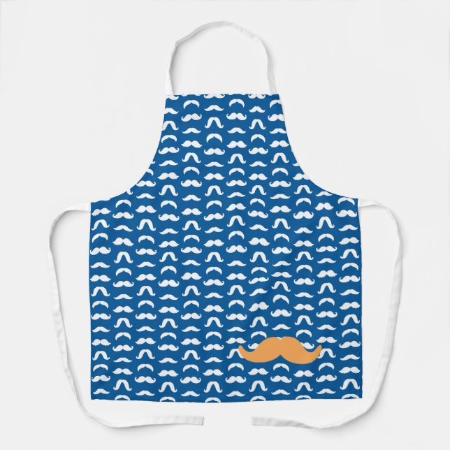 Orange Moustache Him Dad Colourful Cook Fun Apron (Front)
