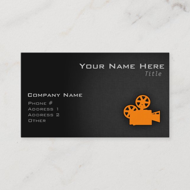 Orange Movie Camera Business Card (Front)