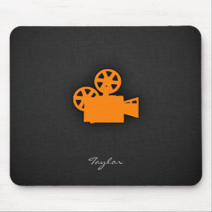 Orange Movie Camera Mouse Mat