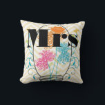 Orange Mrs Lips Pale Yellow Zig Zag Mason Jar Cushion<br><div class="desc">Sweetly illustrated Zinnia floral and Mason Jar elements give this wedding collection an elegant outdoorsy feel. Mr. and Mrs. Pillows with a trendy moustache and lips for added comfort and cuteness - so fun! Orange, pink, Aqua Blue and Turquoise trendy wedding colours Colourful Wild Flower Mason Jar Zinnia Wedding Return...</div>