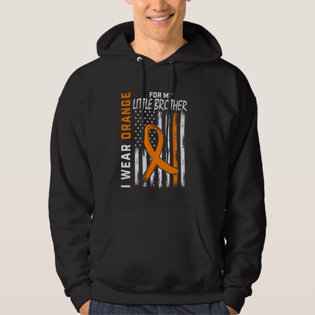 Orange MS Little Brother Multiple Sclerosis Leukem Hoodie (Front)