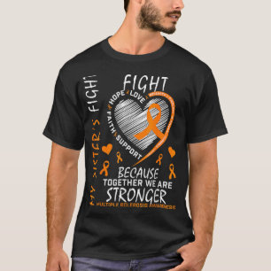 Orange Ms Ribbons Heart Sister Multiple Sclerosis T-Shirt