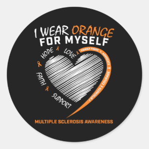 Orange Multiple Sclerosis Apparel Women Men Ms Classic Round Sticker