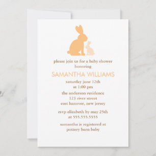 Orange Mum and Baby Rabbit Baby Shower Invitation