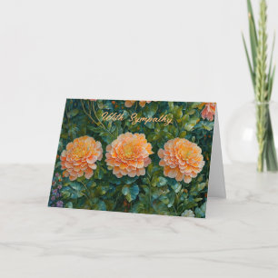Orange Mum Flowers in a Garden Sympathy Card