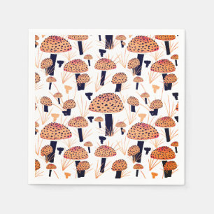 Orange Mushroom Fall Birthday Party Napkin