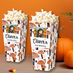 Orange Mushroom Fall Photo Birthday Party Favour Box