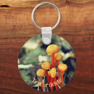 Orange Mushrooms Nature Personalised Key Ring