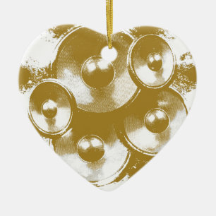 Orange music speakers ceramic tree decoration
