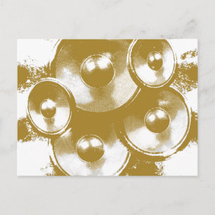 Orange music speakers postcard