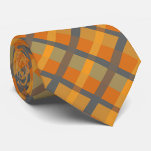 Orange Mustard Navy Teal Striped Tie