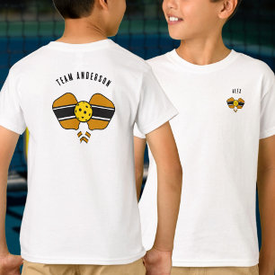 Orange Mustard Pickleball design Customisable name T-Shirt