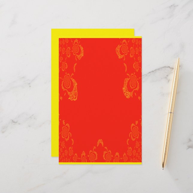 Orange n Yellow Paper Stationery Sheet (Front/Back In Situ)