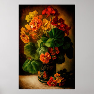 Orange Nasturtium Art Poster - Downloadable