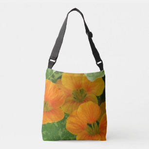 Orange Nasturtium Floral Crossbody Bag