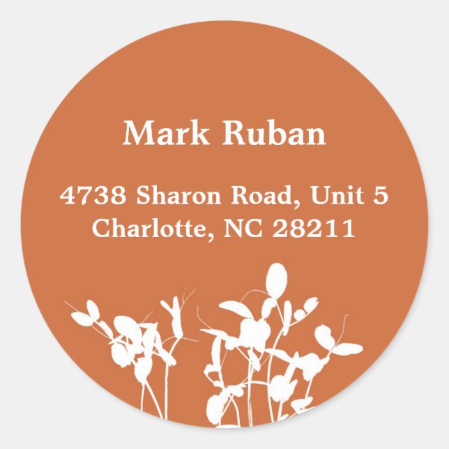 Orange nature leaf plant custom name address label (Front)