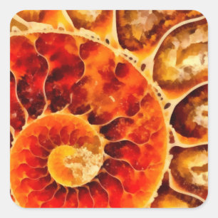 Orange Nautilus Square Sticker