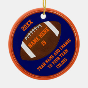 Orange, Navy Blue Football Ornaments Personalised
