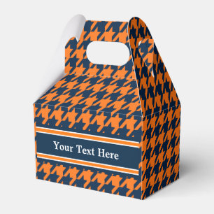 Orange/Navy Blue Houndstooth Favour Box