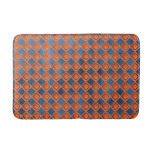 Orange Navy Blue Watercolor Pattern Bath Mat