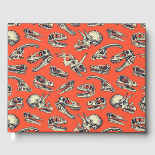Orange & Navy Dinosaur Skulls Guest Book